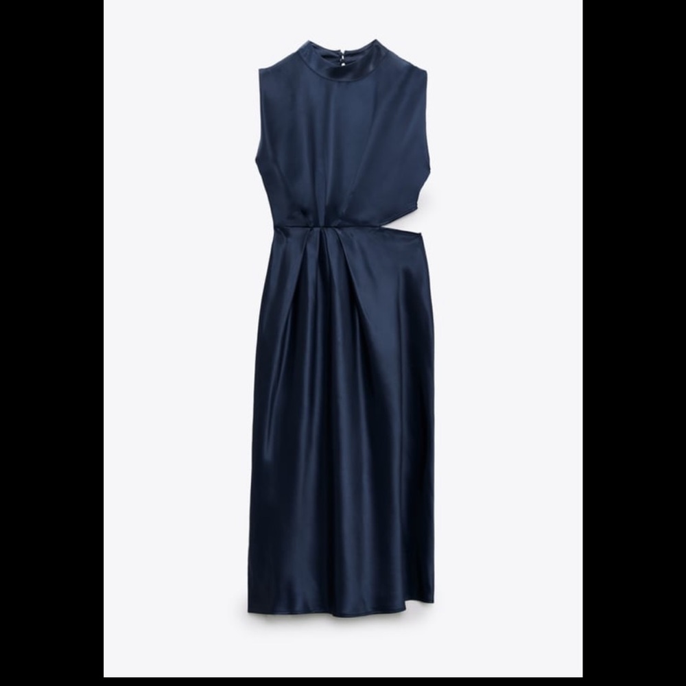 Zara satin dress with side cut out detail
